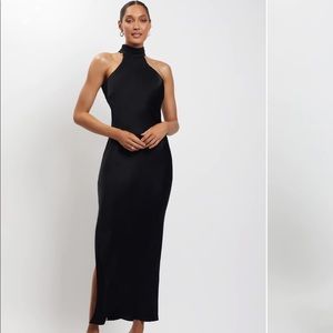 Claire Satin drape back maxi dress